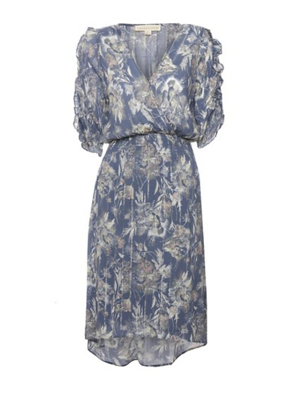 LOVESTITCH Women's Floral Printed Flowy Dress Size M in Navy Multi